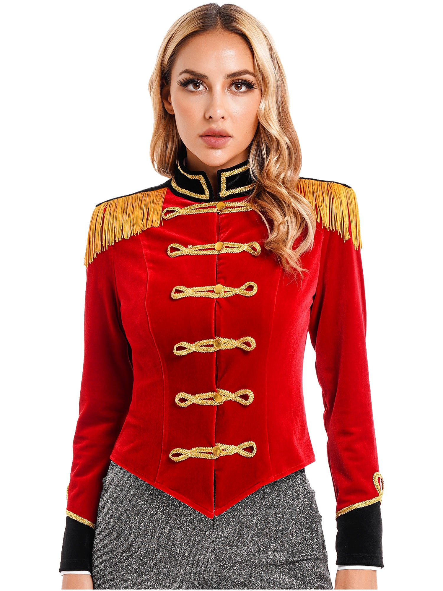 Women Circus Ringmaster Costume Showman Majorette Tassel Tailcoat Jacket Halloween Carnival Lion Tamer Cosplay Costumes