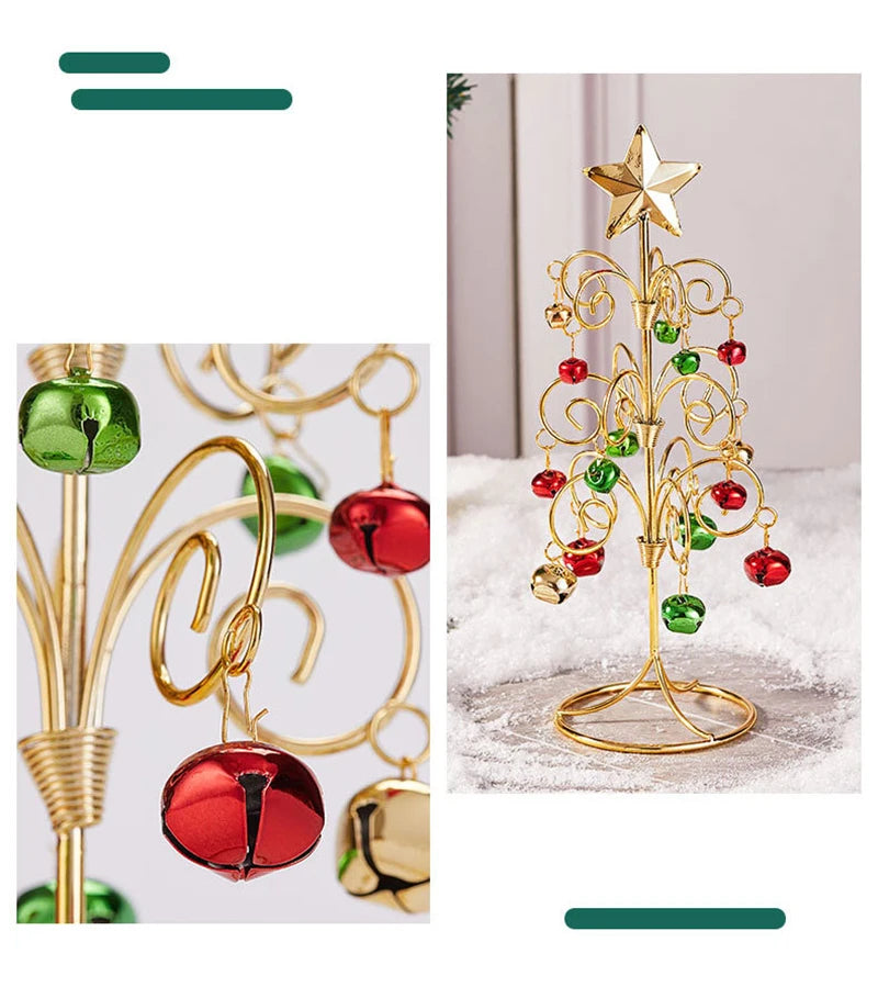 Iron Lace Christmas Tree Mini With Bell Star Desktop Ornament Ornament New Year Christmas Eve Gift Celebrate Party Xmas 2026