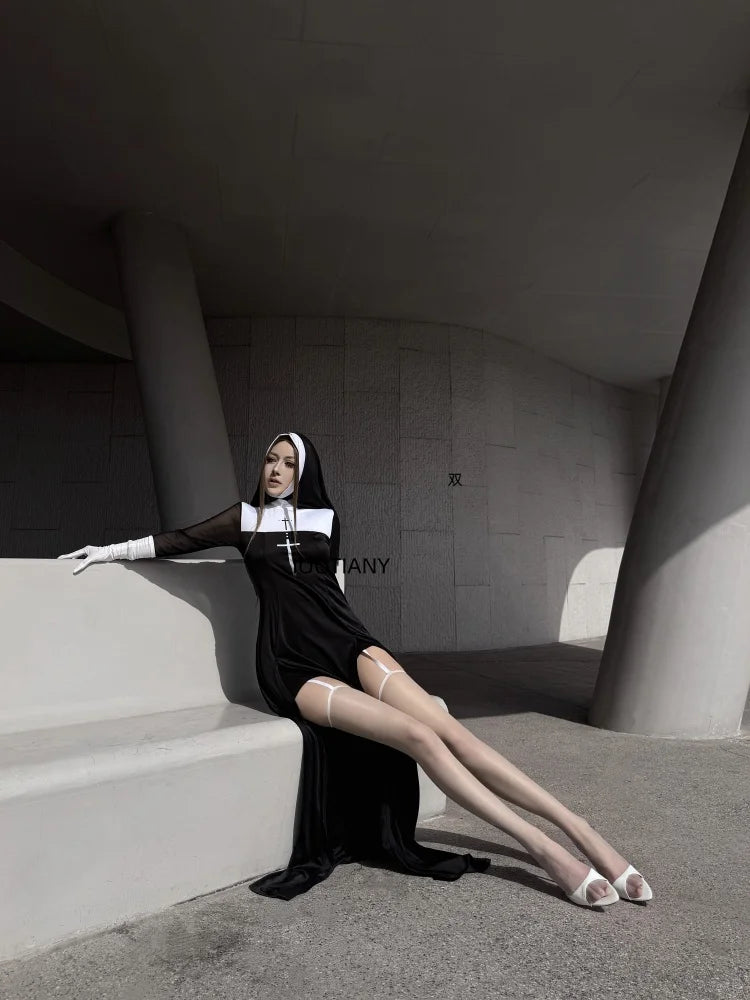 Halloween Cute Female Anime Nun Costume Role Play Performance Clothes Sexy Ladies Performance Fancy Dress Sister Costume New