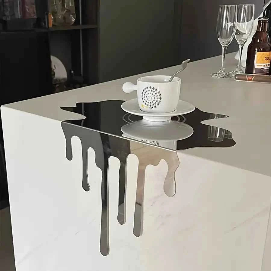 Minimalism Stainless Steel Flowing Water Droplet Decoration Reflective Surface Artwork Desktop Decoration Home Decoration