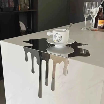Minimalism Stainless Steel Flowing Water Droplet Decoration Reflective Surface Artwork Desktop Decoration Home Decoration