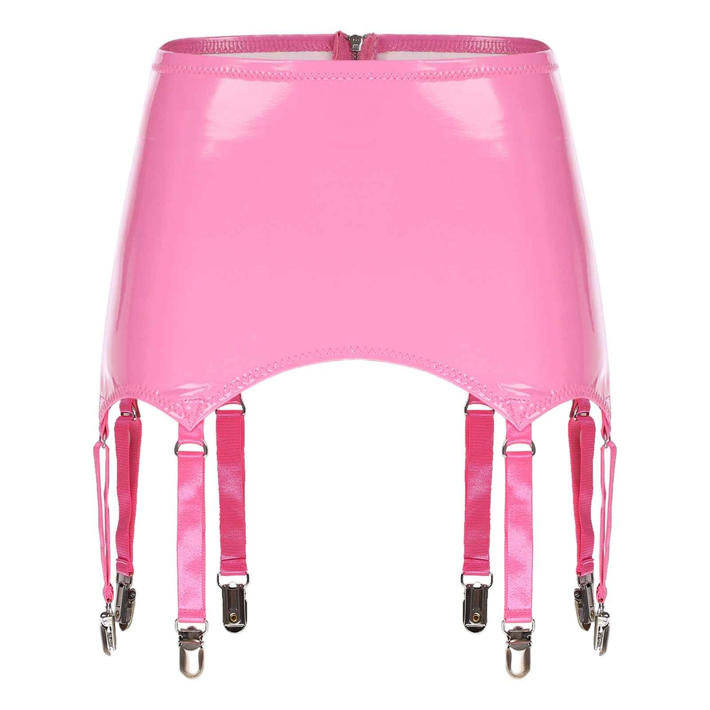 Womens Garters Suspender Belt Skirts Ladies Wet Look Mini Skirts Leather Garters with Metal Clips Clubwear Costume Underwear