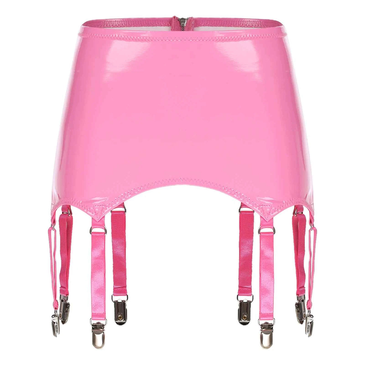 Womens Garters Suspender Belt Skirts Ladies Wet Look Mini Skirts Leather Garters with Metal Clips Clubwear Costume Underwear