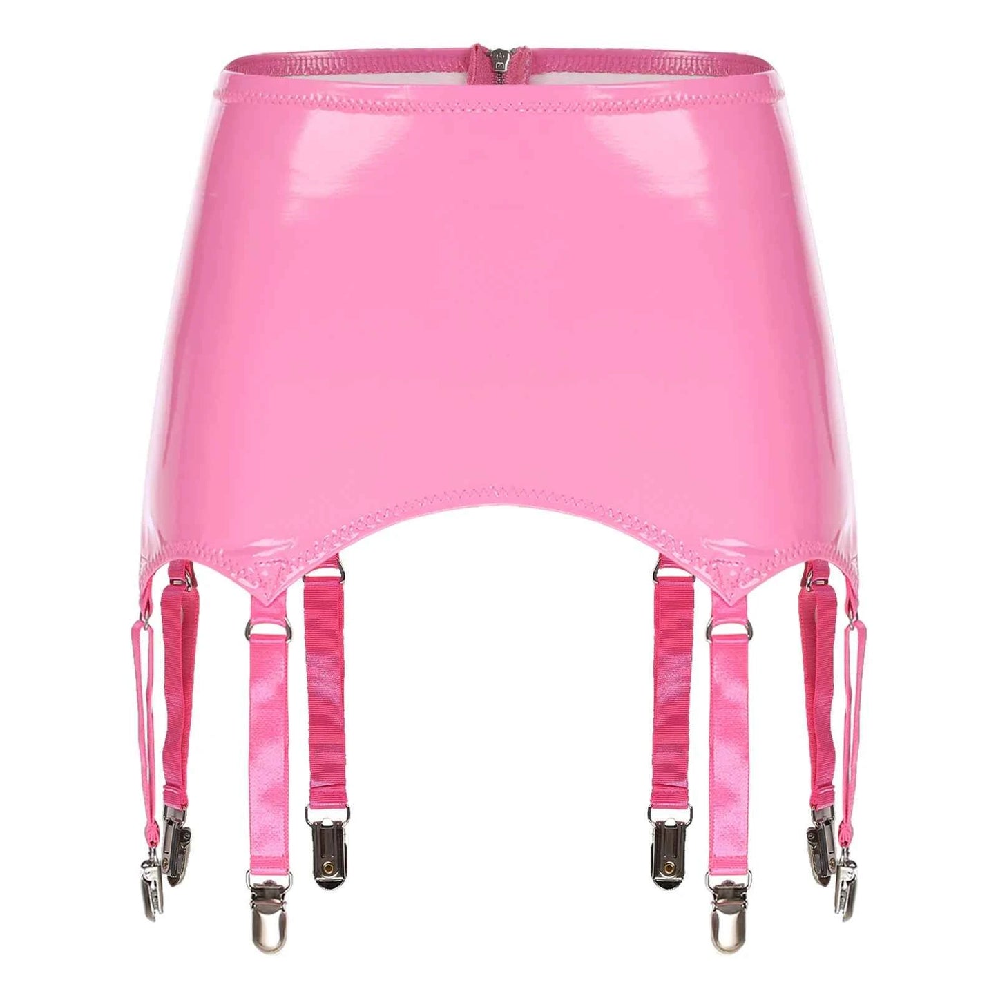 Womens Garters Suspender Belt Skirts Ladies Wet Look Mini Skirts Leather Garters with Metal Clips Clubwear Costume Underwear