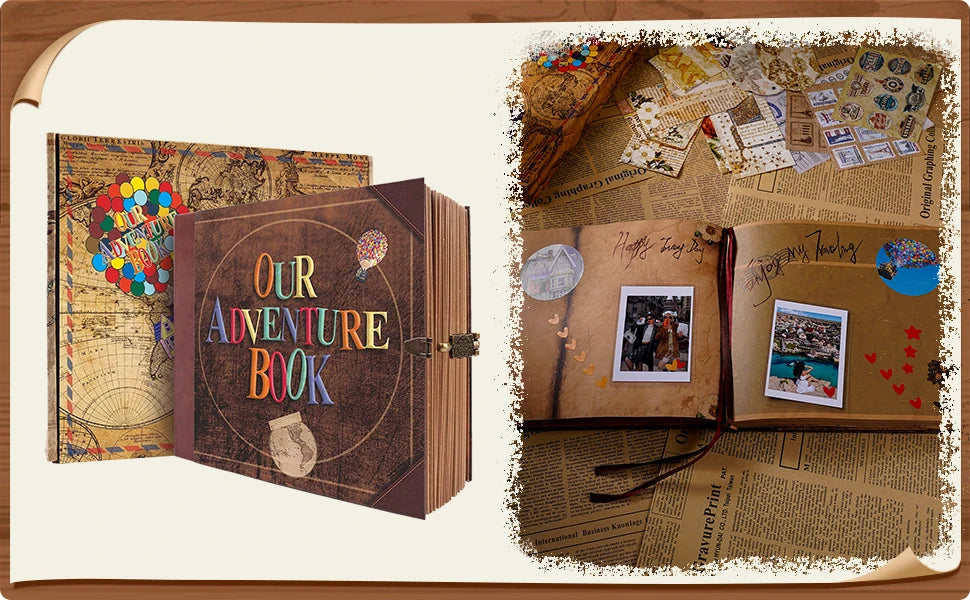 Our Adventure Book 146 Page DIY Handmade Photo Album Scrapbook Retro Kraft Album Anniversary Wedding Memory Mother's Day Gift SS69