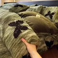 Leopard Print Plush Quilt Cover Set - Warm Coral Fleece