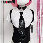 Women Men Y2K Girl Boy Gothic Harajuku Punk Steampunk Pre-Tied Ties Skeleton Necktie Accessories Halloween Cosplay Tie Choker SS69 17.69 with chocker