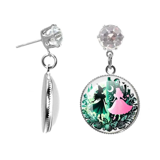 The Movie Wicked Elphaba&Linda Cosplay 20MM Glass Cabochon Earrings Jewelry Accessories Earring Jewelry Gift for Couple