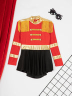 Inlzdz Women's Sequin Tassel Ringmaster Leotard Dress