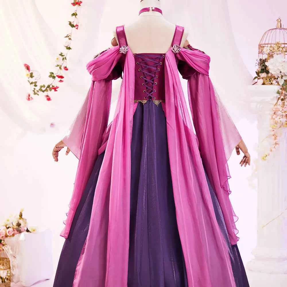 Miccostumes Women Medieval Princess Cosplay Dress with Flower Headpiece