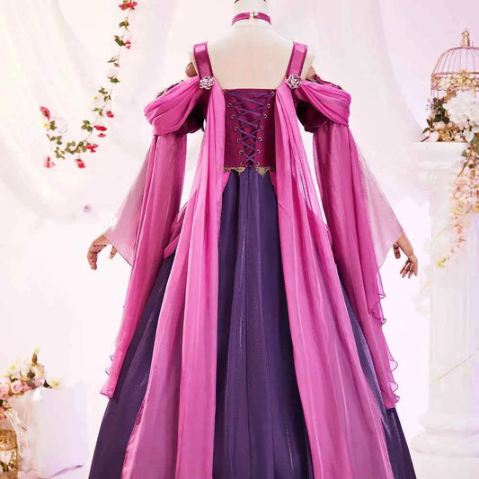 Miccostumes Women Medieval Princess Cosplay Dress with Flower Headpiece