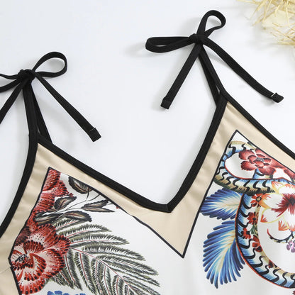 2023 New Arrival Push Up Women Bikini Set Floral Printed Ruffle Bikinis Strappy Bandage Swimwear Brazilian Biquini Bathing Suit SS69