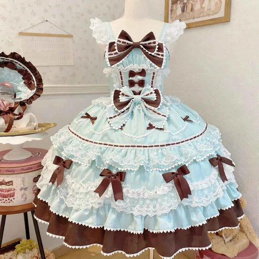 Kawaii Lovely Slim Lolita Dress Women Design Sweet Bow Sleeveless Sling Dresses Elegant Cute Pretty New Clothing