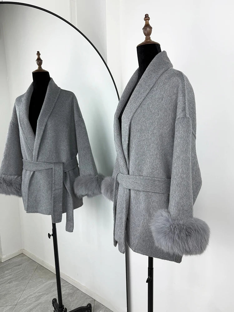 TARUXY Women's Double-Sided Wool Coat with Removable Sashes