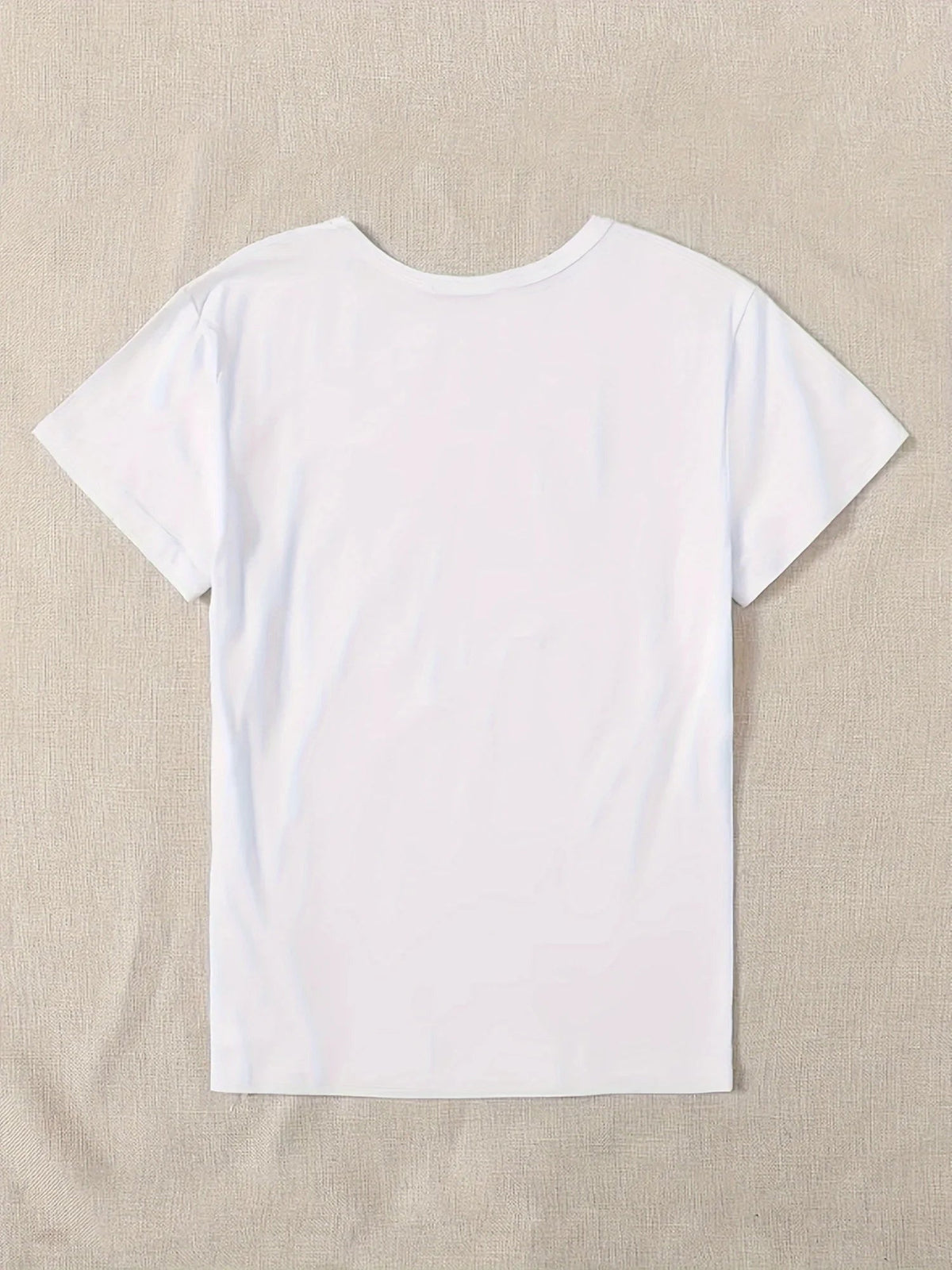 Cute Print Solid Crew Neck T-Shirt, Short Sleeve Casual Every Day Top For All Season, Women's Clothing SS69
