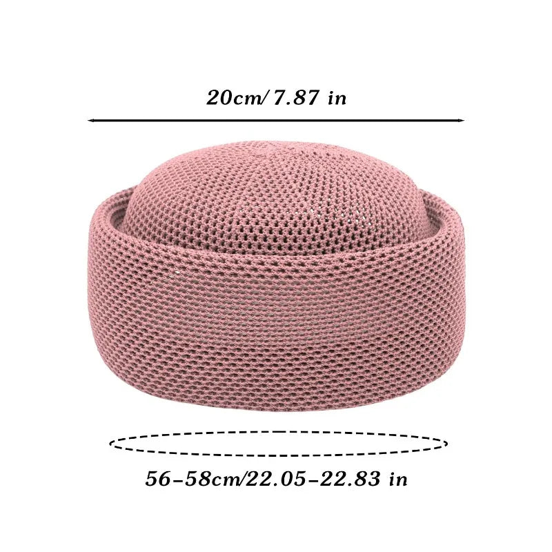 Fashion Mesh Hollow Breathable Summer Pillbox Beret Hat Women Colorful Outdoor Hard Pink Elegant Sun Cap Wholesale Taqiyah Kufi