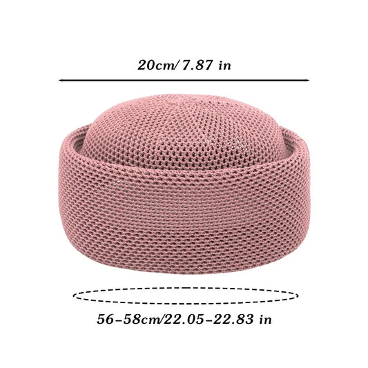 Fashion Mesh Hollow Breathable Summer Pillbox Beret Hat Women Colorful Outdoor Hard Pink Elegant Sun Cap Wholesale Taqiyah Kufi
