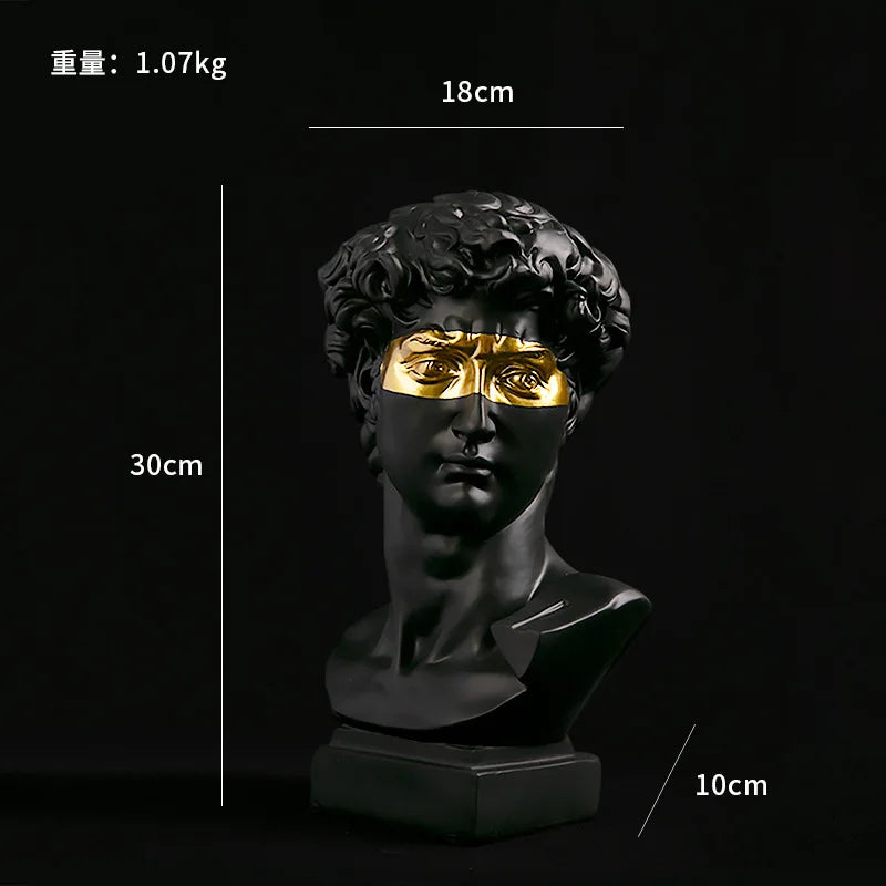 GUGUGUHOME David Head Resin Bust Sculpture - Modern Abstract Art