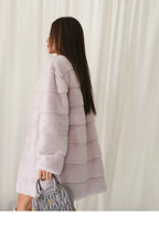 HDHOHR 2025 New 100% Real Mink Fur Coat Women Fashion Essential Natural Mink Fur Jackets Warm Royel Blue Winter Fur Coat