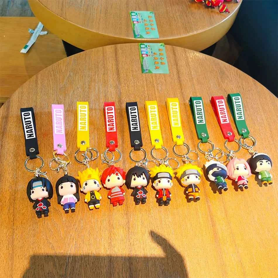Anime Naruto Keychain Fashion Jewelry Cartoon Figure 7CM PVC Keyring Uzumaki Kakashi Action Figures for Men Women Bag Pendant