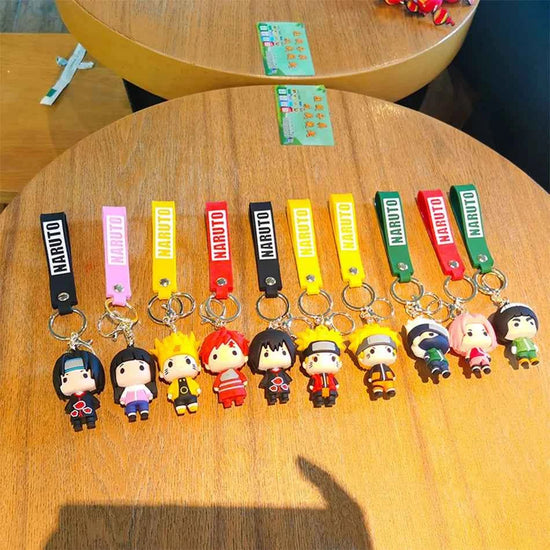 Anime Naruto Keychain Fashion Jewelry Cartoon Figure 7CM PVC Keyring Uzumaki Kakashi Action Figures for Men Women Bag Pendant