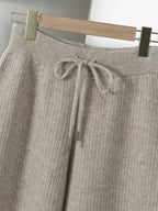 Yoyoselect New Popular Women Wide-Leg Wool Pants 100% Merino Wool Quality Soft Trousers Basic Casual Knitted Elastic Waist Slack SS69
