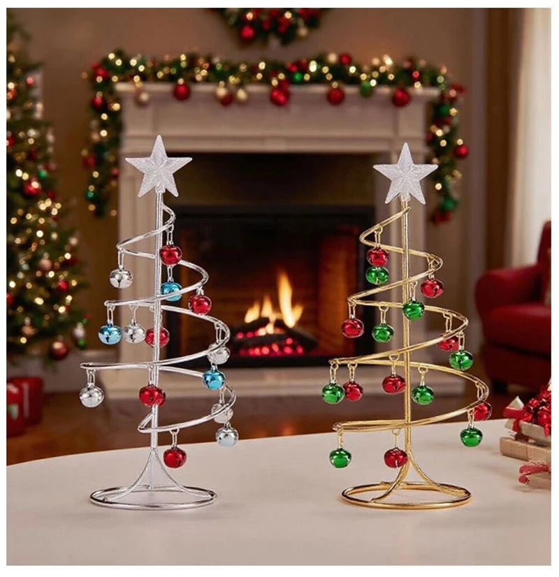 Iron Lace Christmas Tree Mini With Bell Star Desktop Ornament Ornament New Year Christmas Eve Gift Celebrate Party Xmas 2026