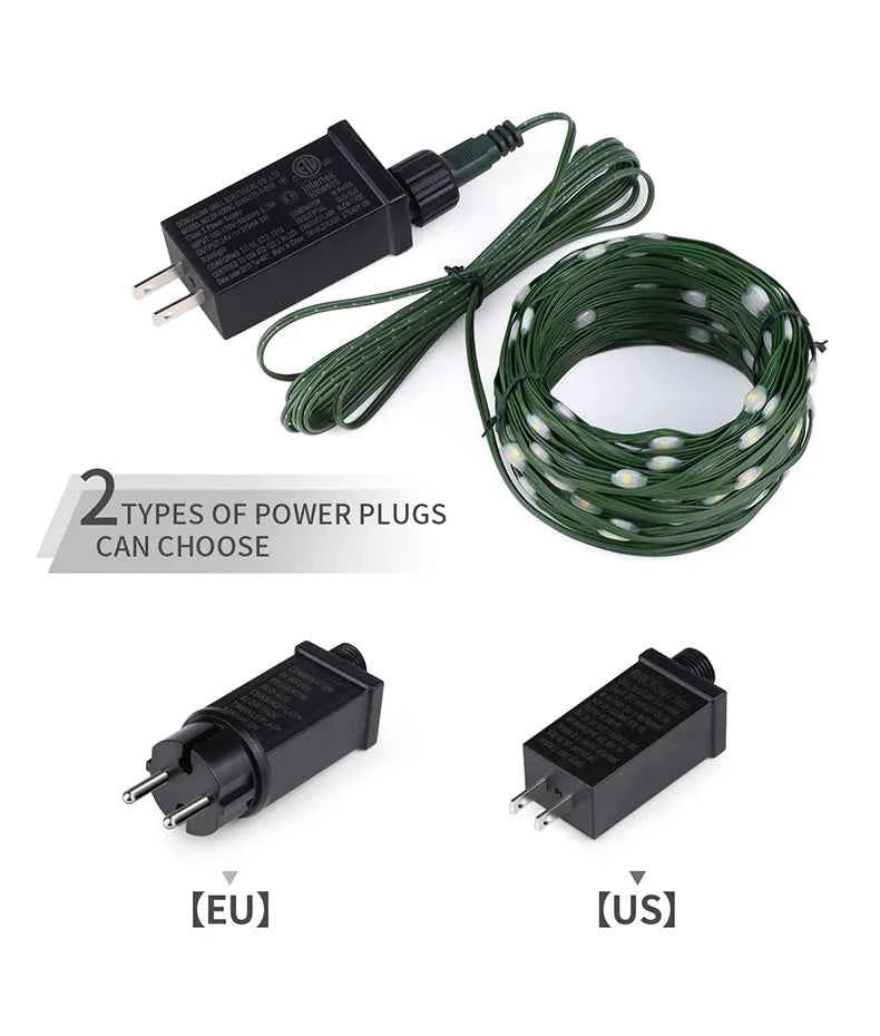 50M 100M 24V LED Christmas lights Green Wire Leather Fairy Lights String Waterproof Outdoor Garden Party Wedding Garland Decor