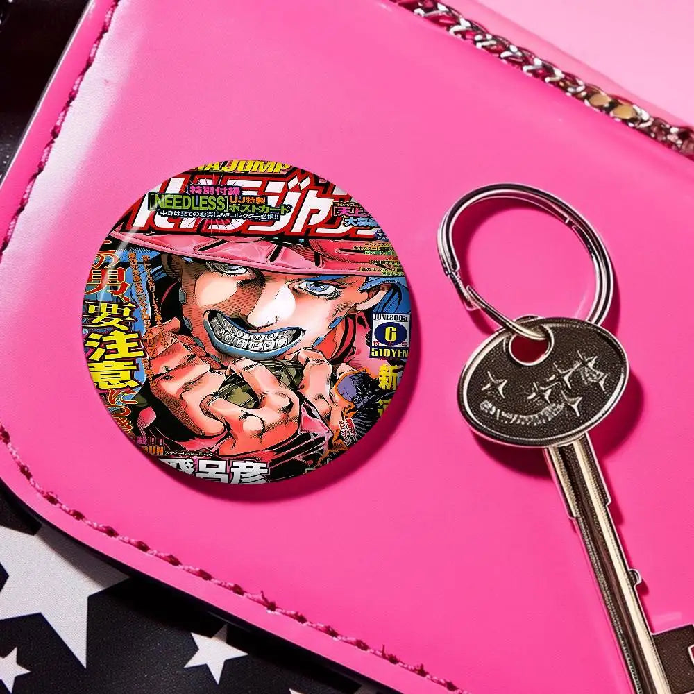 Anime JoJo Bizarre Adventure Soft Button Pin Round Metal Badge Lapel Pin Parts Gift Friends Kid Jewelry