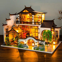 NEW DIY Wooden Doll Houses Japanese Ancient Casa Miniature Building Kits with Furniture Led Dollhouse for Adults Christmas Gifts SS69
