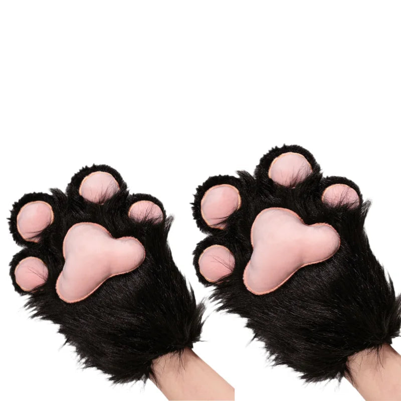 Fursuit Paw Gloves Boots Giant Wearable Wing Accessories Plush Toys Furry Cosplay Cat Bear Shoes Cute Fluffy Animal Manga Party SS69 14.69 2 Black gloves