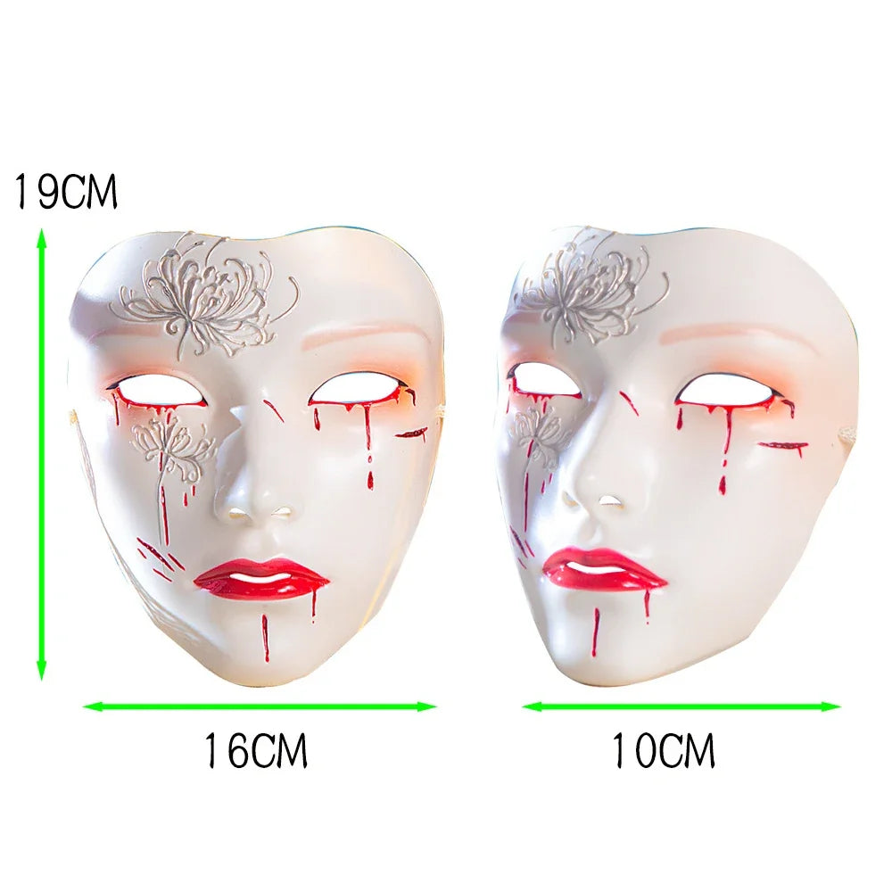 SS69 Ancient Style Full Face Mask, White Retro Hanfu Costume Prop for Adults