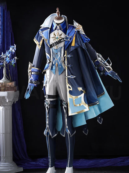 【Ready For Ship】Lohen Cosplay Costume Game Genshin Impact【S-2XL】WakuWaku-R Men Lohen Knights of Favonius Wig Plus Size