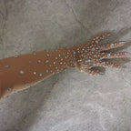 Women's Rhinestone Mesh Opera Gloves - Sparkling Crystal Long Stretch