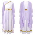 Women's Grecian Toga Dress with Flowy Tulle Shawls