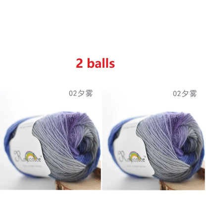 100% Wool Yarn Rainbow Color for Hand Knitting Crochet Plush Thickness Lanas Thread DIY Soft Scarf Shawl Sweater Free Shipping