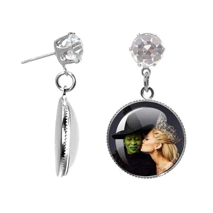 The Movie Wicked Elphaba&Linda Cosplay 20MM Glass Cabochon Earrings Jewelry Accessories Earring Jewelry Gift for Couple