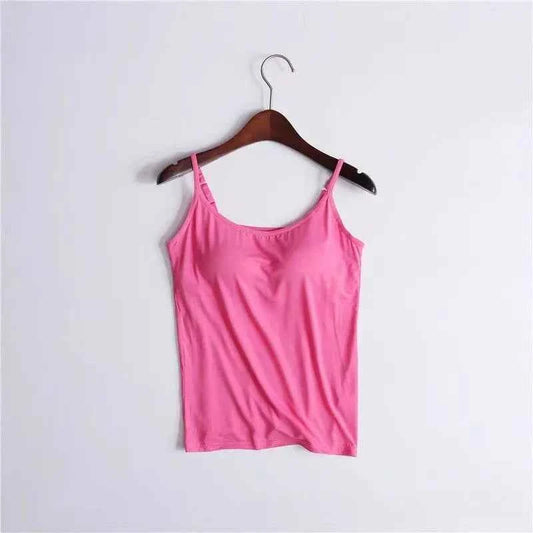 Cami Bra – Women's Camisole With Built In Padded Bra Vest Dropshipping As Seen on Tiktok Pink Top For Women Pajamas Home Wear