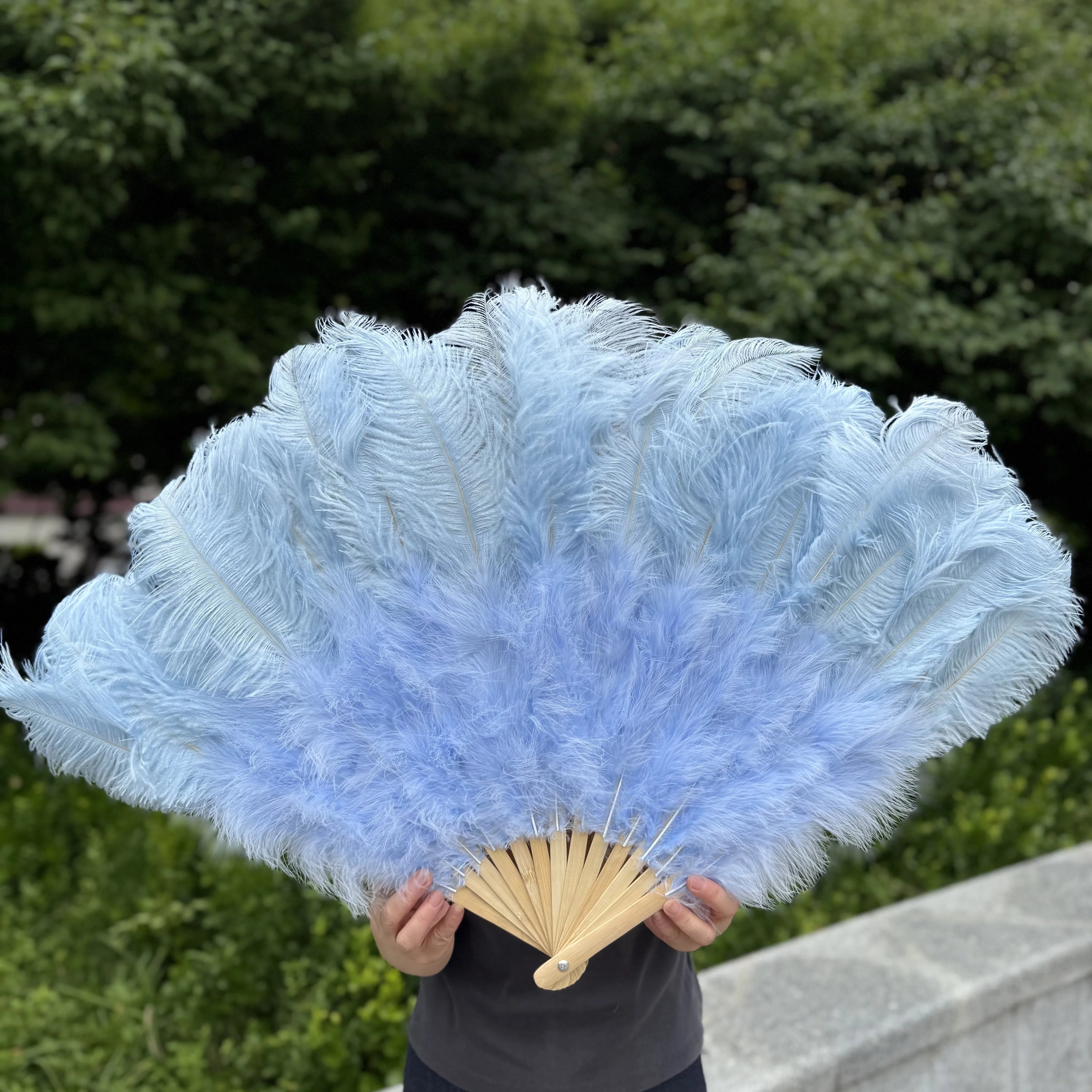 Large Ostrich Feather Fan 130cm - Carnival & Stage Performance