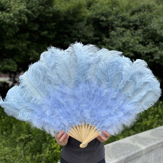 Handheld Big White Ostrich Feather Fan 100CM 130CM Feathers for Carnival Stage Performance Belly Dance 13 Bone Crafts Fan