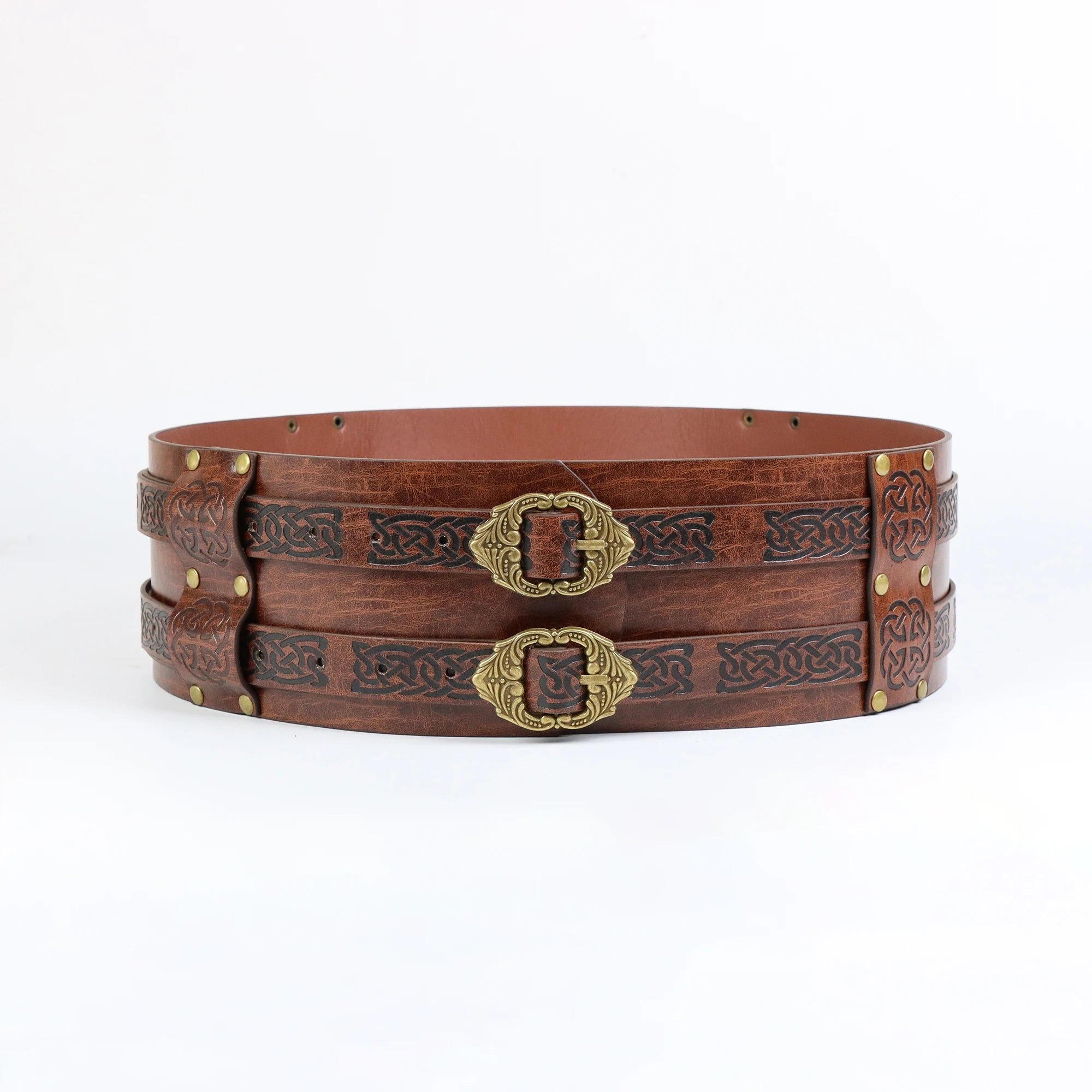 Viking Wide Waist Armor Belt - Adjustable Synthetic Leather