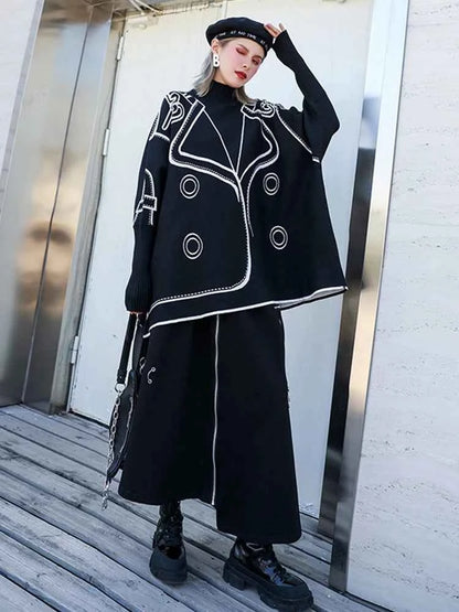 [EAM] Both Side Wear Big Size Knitting Sweater Turtleneck Long Sleeve Women Pullovers New Fashion Autumn Winter 2025 1DE3629