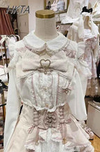 Liz Shirt Blouse Women 2026 Spring and Summer New Mine Off-the-shoulder Long-sleeved Blouses Lolita Sweet Bow Chiffon Shirt Top