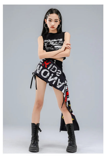 Hip Hop Girls Fashion Crop Top Street Dance Shorts Kids K-pop Streetwear Hot Pants Costume Children Jazz Girl Group Clothes Sets