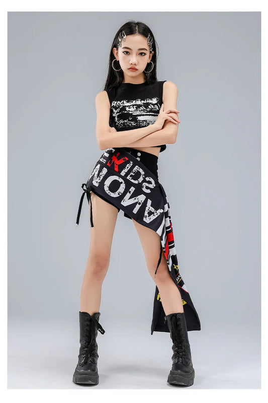 Hip Hop Girls Fashion Crop Top Street Dance Shorts Kids K-pop Streetwear Hot Pants Costume Children Jazz Girl Group Clothes Sets