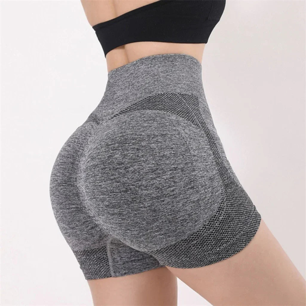 Women Yoga Shorts High Waist Butt Lifting Workout Fitness Tights Tummy Control Gym Running Stretched Pants Casual Sportswear SS69 7.69 Grey / S-M (40-65kg)