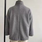 Fashion Short Woolen Coat For Women Stand Collar Full Sleeve Loose Zipper Jacket Female 2025 Spring Autumn Solid Lady Outwear