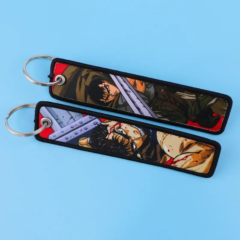 Sword Wind Legend Anime JOJO Wonderful Adventure Weaving Mark Keychain Sword Wind Legend Decorative Chain Fabric Key Pendant