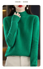 Autumn Winter Women Sweater Korean Fashion Warm Bottoming Shirts Half High Collar Basic Knitwear Solid Long Sleeve Pullovers