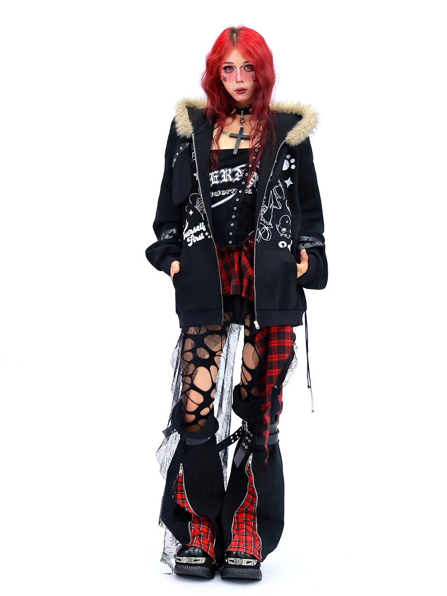 REDDACHiC Black Denim Leg Warmers with Two-Way Zipper